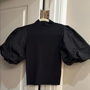 Elegant Zara Black Puff Sleeve Top